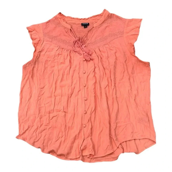 Torrid Peach Pink Crochet Ruffle Sleeve Top 3X - Picture 1 of 5